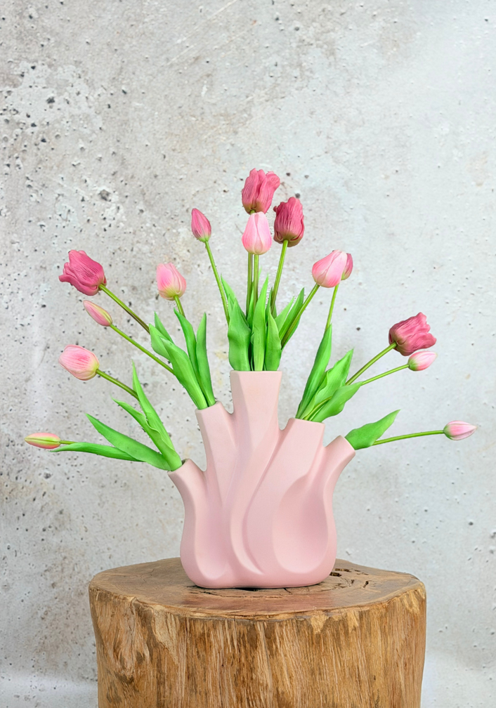 Kunstboeket "Tulpen uit Amsterdam" - incl. roze vaas | 50cm