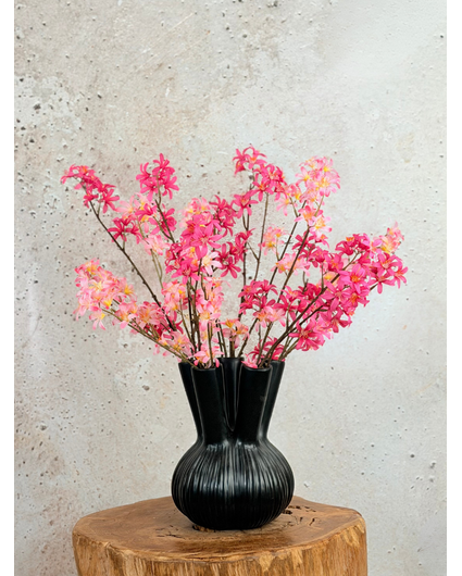 Zijden boeket "Pink Blossom" incl. zwarte vaas