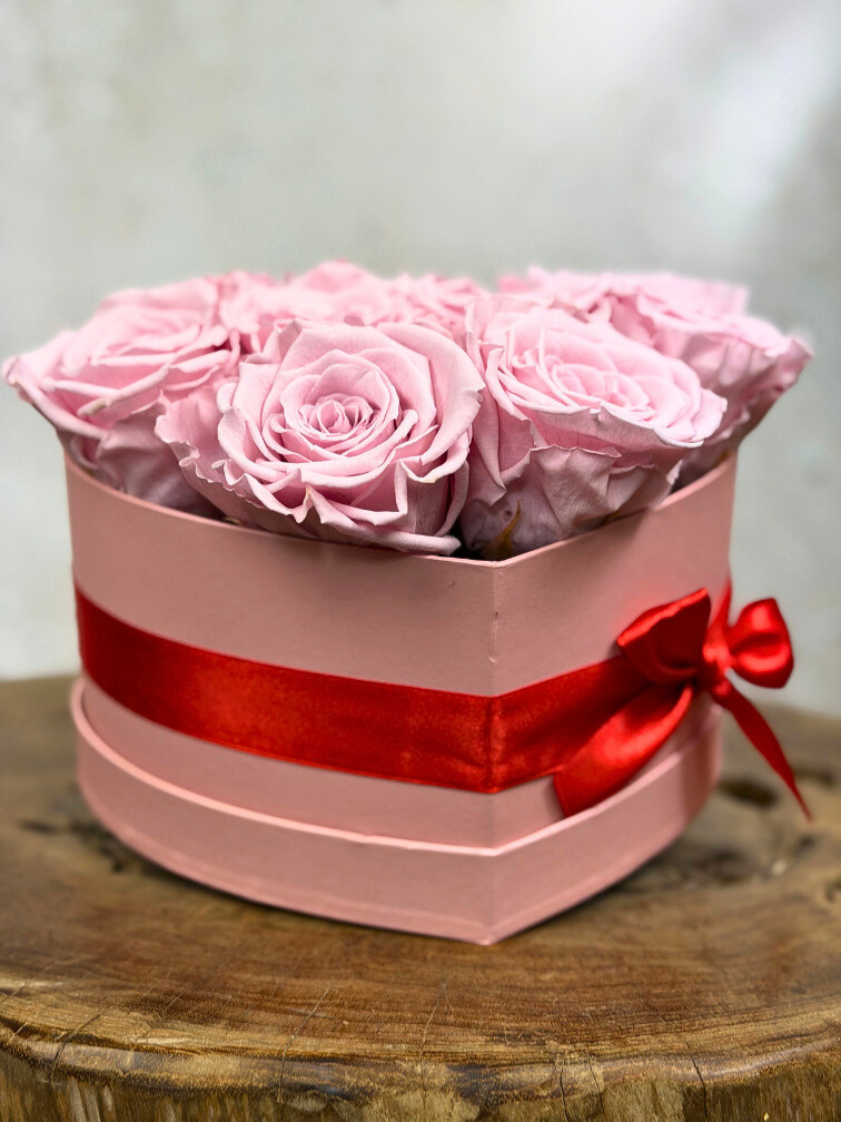 Longlife Rozenbox 'hart' (9 stuks rozen)