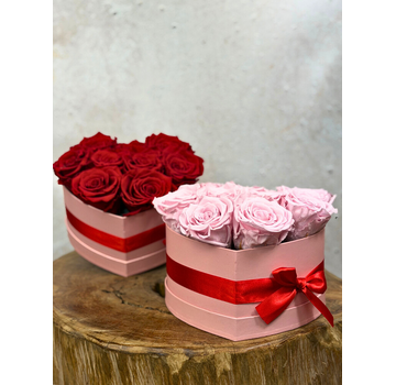Longlife Rozenbox 'hart' (9 stuks rozen)