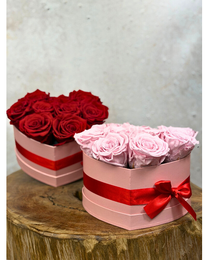 Longlife Rozenbox 'hart' (9 stuks rozen)