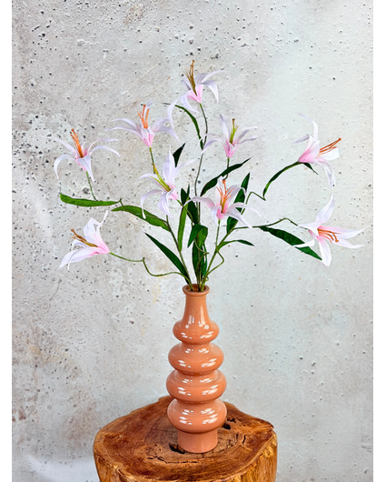 Zijden boeket "Pastel Lily's" incl.  vaas