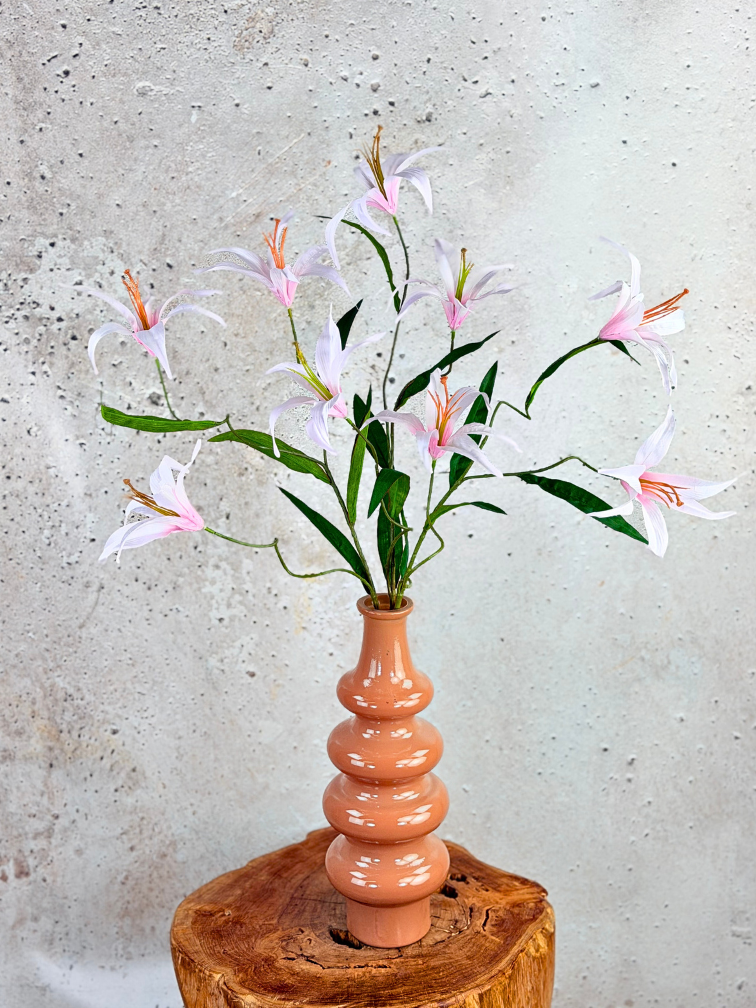 Zijden boeket "Pastel Lily's" incl.  vaas