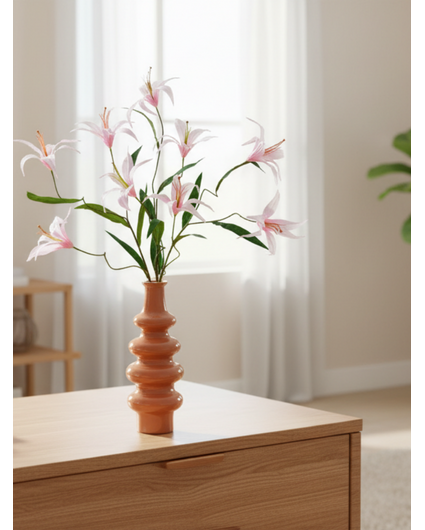Zijden boeket "Pastel Lily's" incl.  vaas