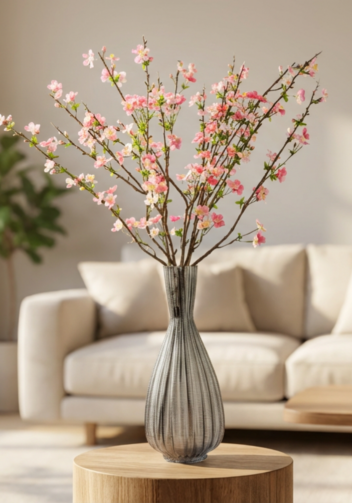 Zijden boeket "Appel Bloesem" - inclusief stijlvolle vaas | 85cm