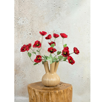 Zijden boeket "Poppy Field" incl. beige vaas