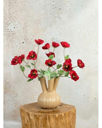 Zijden boeket "Poppy Field" incl. beige vaas