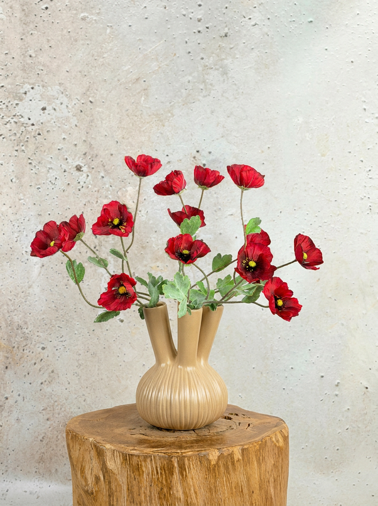 Zijden boeket "Poppy Field" incl. beige vaas