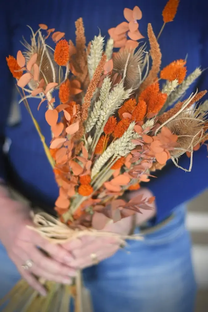 Veldboeket droogbloemen "Orange Clover"| 55cm