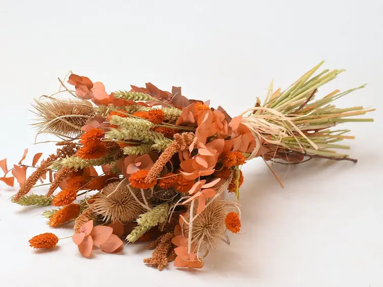 Veldboeket droogbloemen "Orange Clover"| 55cm