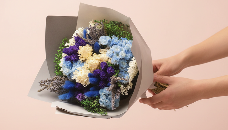 Droogbloemen boeket "Sapphire Belle" (large) | 40cm