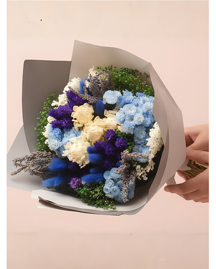 Droogbloemen boeket "Sapphire belle" (large) | 40cm