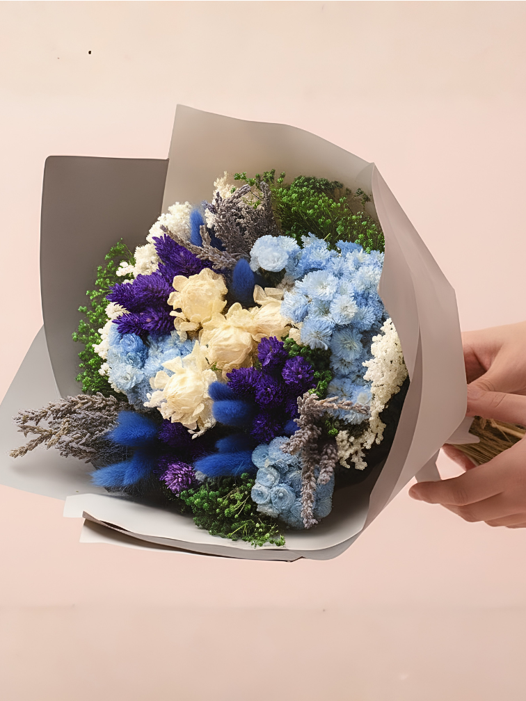Droogbloemen boeket "Sapphire Belle" (large) | 40cm