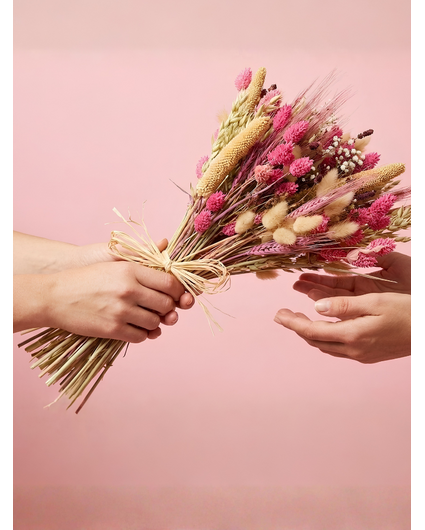 Veldboeket droogbloemen "Pink Haven" | 55cm