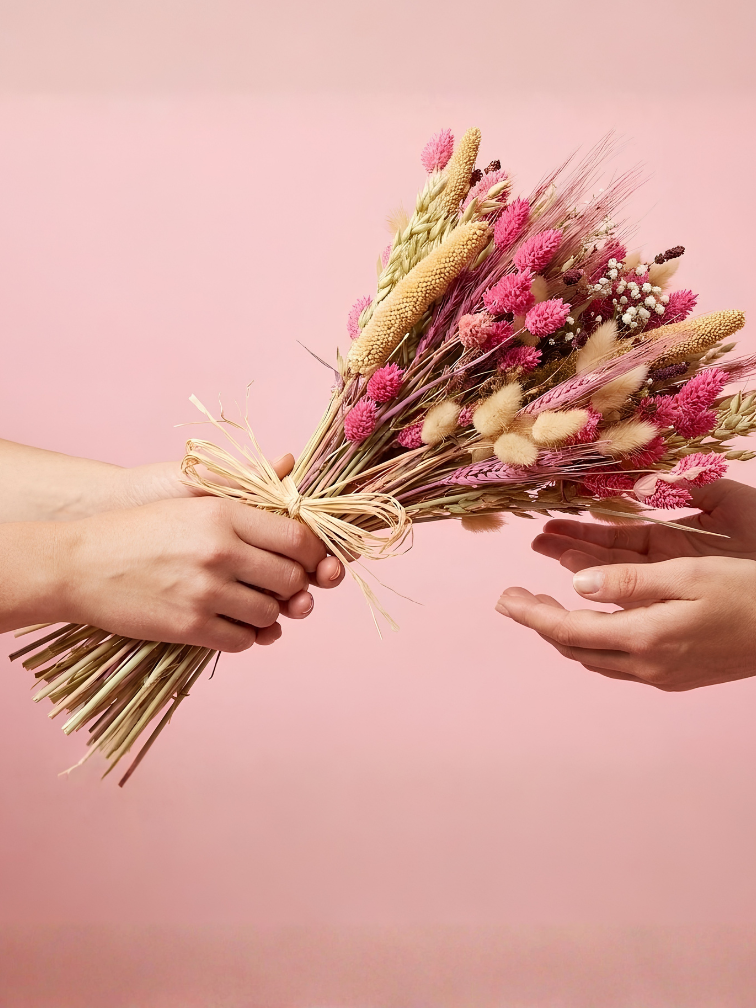 Veldboeket droogbloemen "Pink Haven" | 55cm