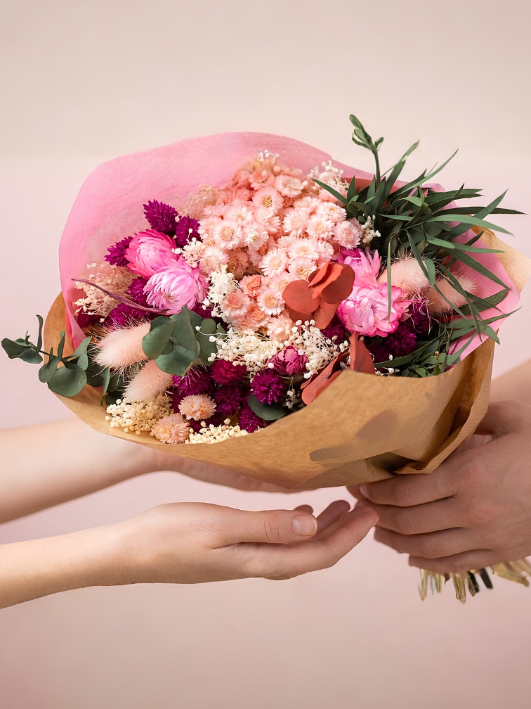 Droogboeket "Sweet Strawberry" | 40cm
