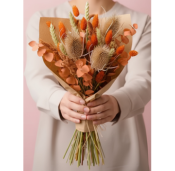 Veldboeket droogbloemen "Orange Clover"| 55cm