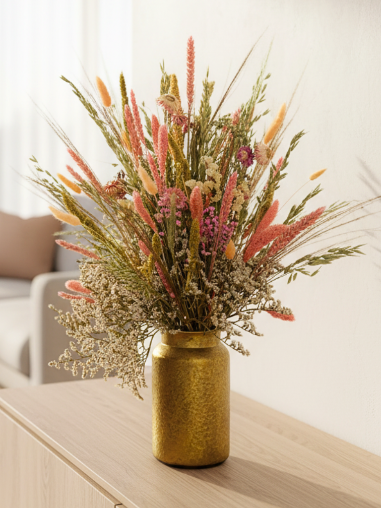 Droogbloemen boeket "Pink Garden" | 60cm