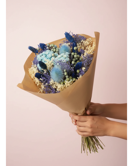 Droogbloemen boeket "Sapphire belle" (small) | 40cm