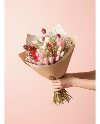 Veldboeket droogbloemen "Sweet Pink"| 45cm