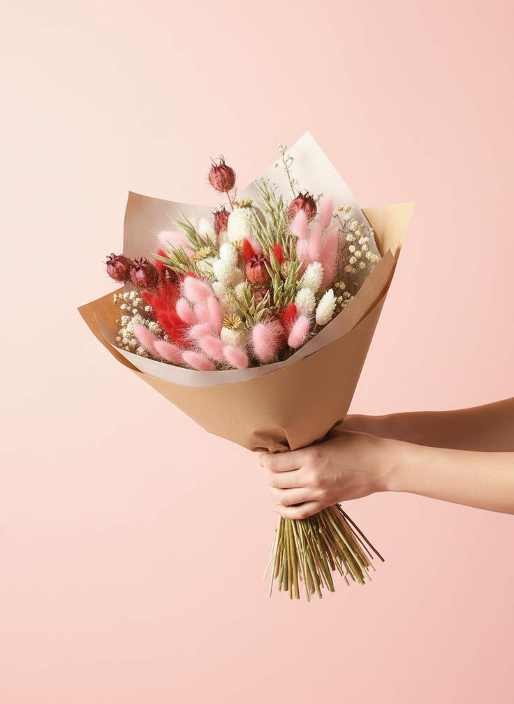 Veldboeket droogbloemen "Sweet Pink"| 45cm