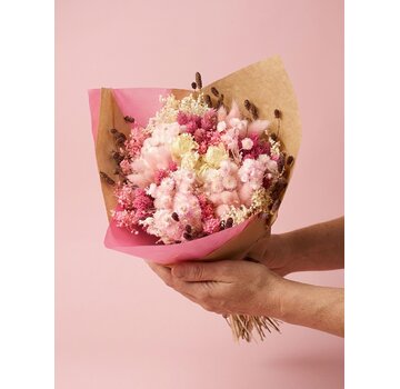Veldboeket droogbloemen "White Pink" | 40cm
