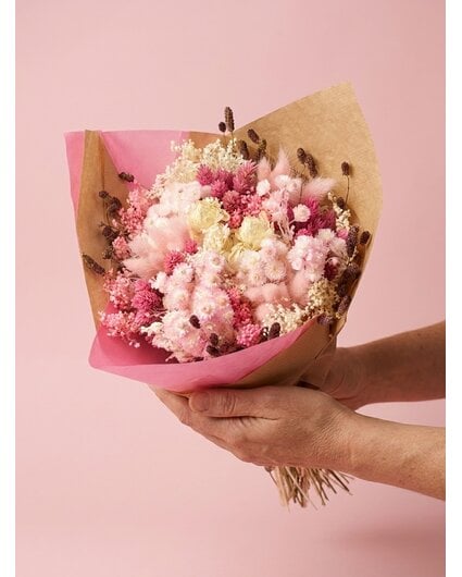 Veldboeket droogbloemen "White Pink" | 40cm