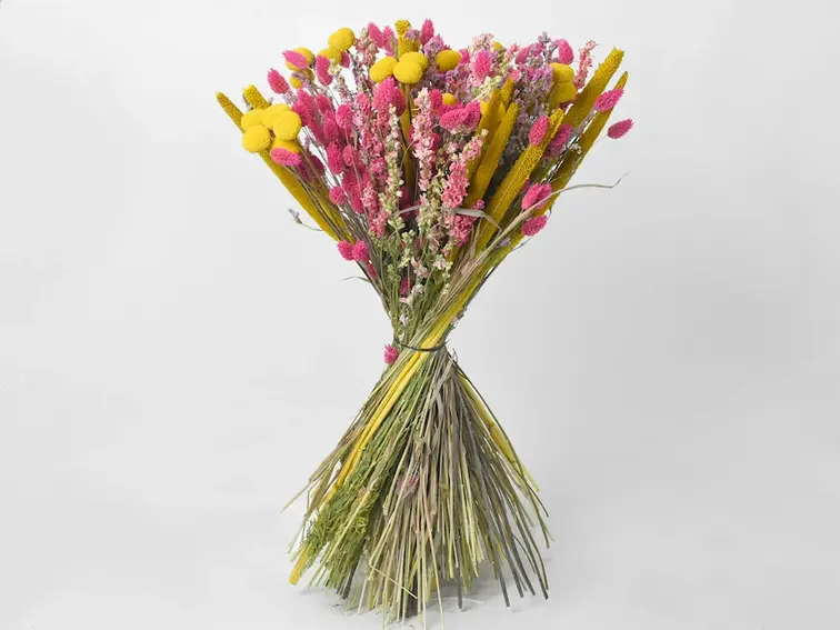 DIY - Droogboeket geel/roze "Soft Blend" - geel/roze