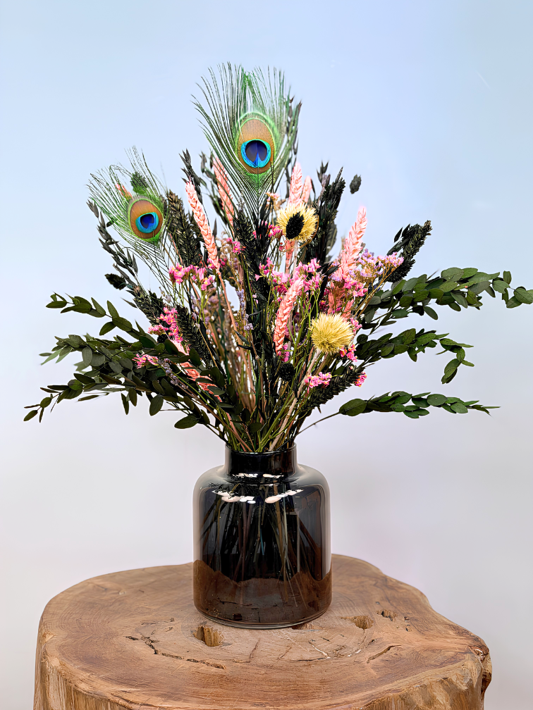 Droogbloemen boeket "Jungle Fever" - inclusief vaas | 50cm