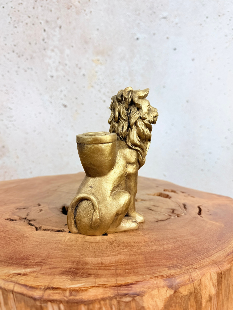 Gouden Leeuwtje (kandelaar) | 15cm