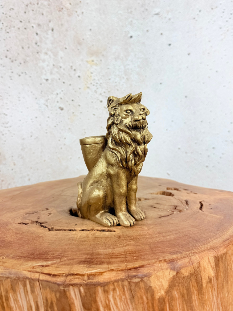 Gouden Leeuwtje (kandelaar) | 15cm