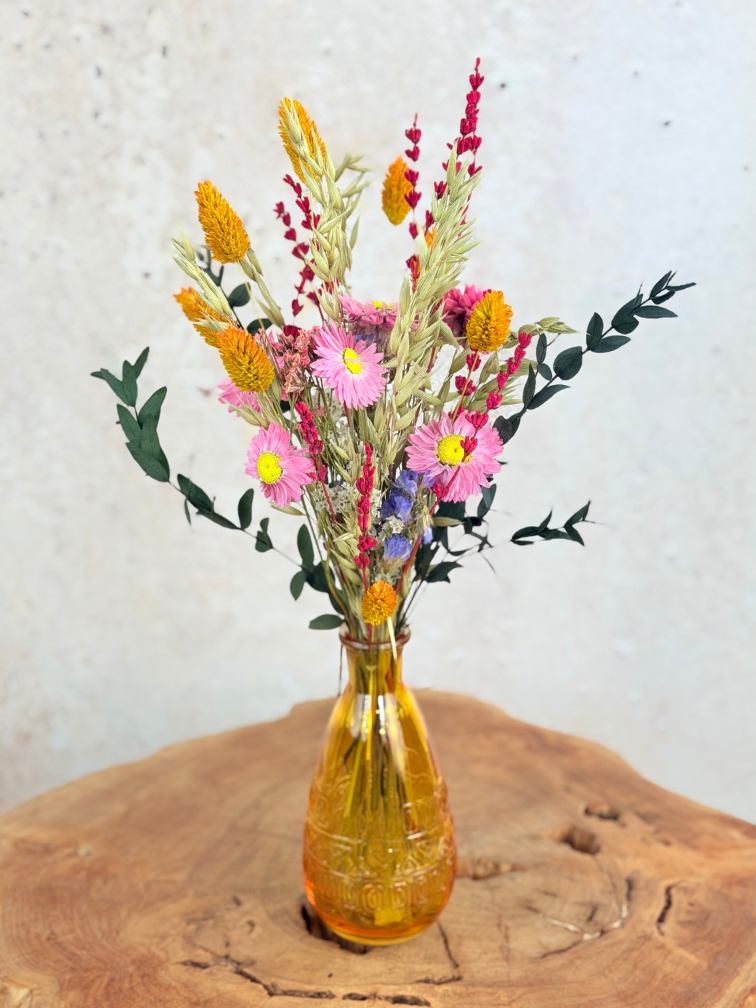 Setje droogbloemen "Happy Flowers" | incl. vaasjes