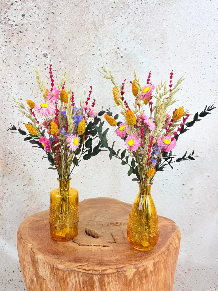 Setje droogbloemen "Happy Flowers" | incl. vaasjes