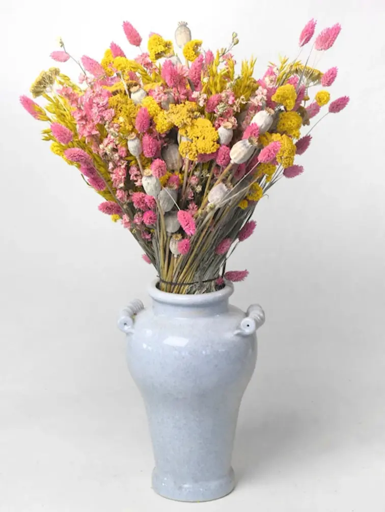 DIY - Droogboeket geel/roze "Yellow Kiss" - geel/roze