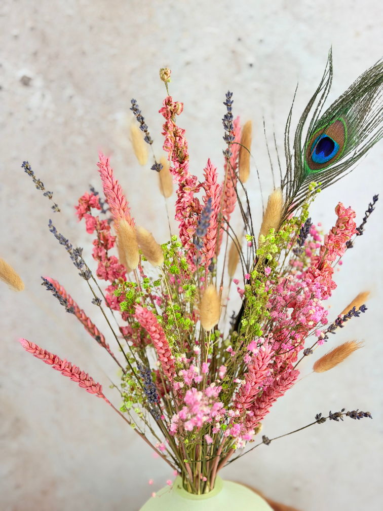Droogbloemen boeket "Tropical Jungle" | 40cm - inclusief vaas