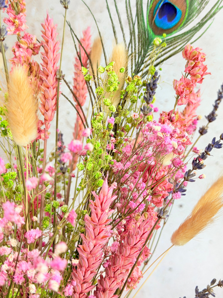Droogbloemen boeket "Tropical Jungle" | 40cm - inclusief vaas