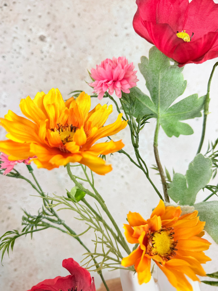 Zijden boeket "Veldbloemen"- inclusief vaas