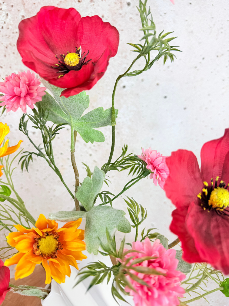 Zijden boeket "Veldbloemen"- inclusief vaas