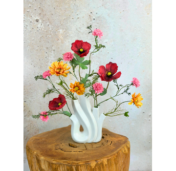 Zijden boeket "Veldbloemen"- incl. vaas