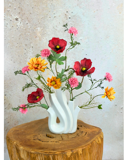 Zijden boeket "Veldbloemen"- incl. vaas