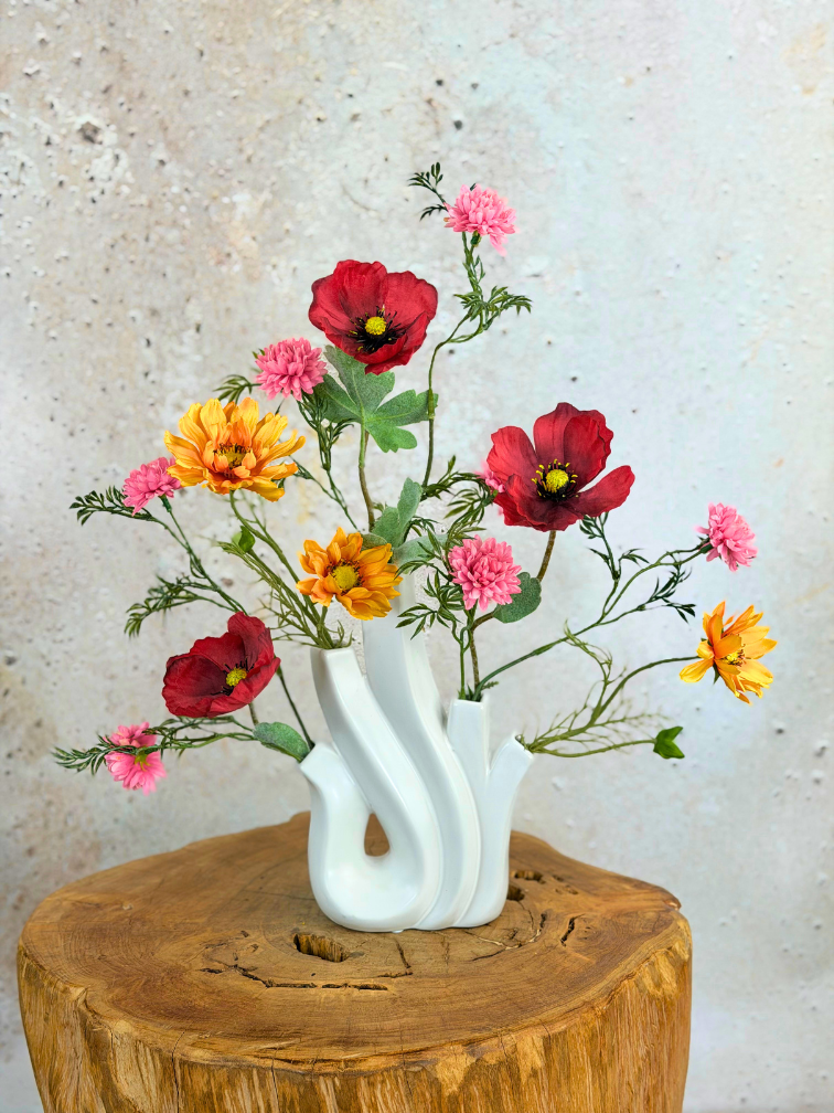 Zijden boeket "Veldbloemen"- inclusief vaas