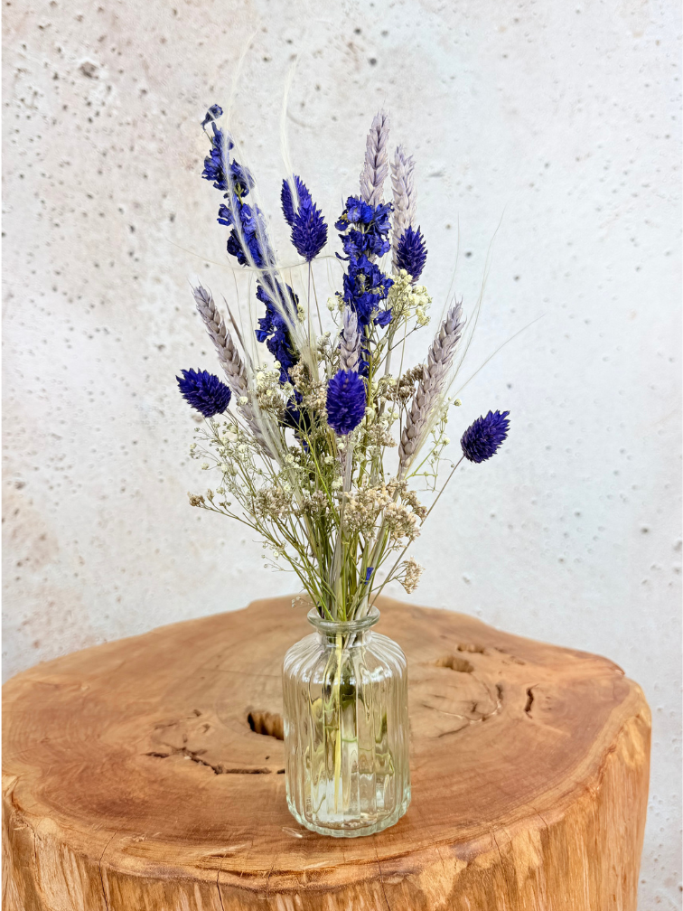 Droogbloemen boeket ‘Purple Spirit’ met vaasje