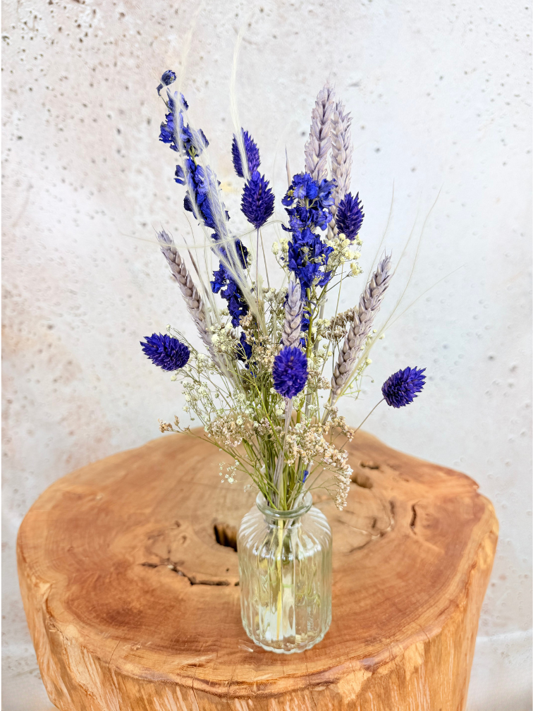 Droogbloemen boeket ‘Purple Spirit’ met vaasje