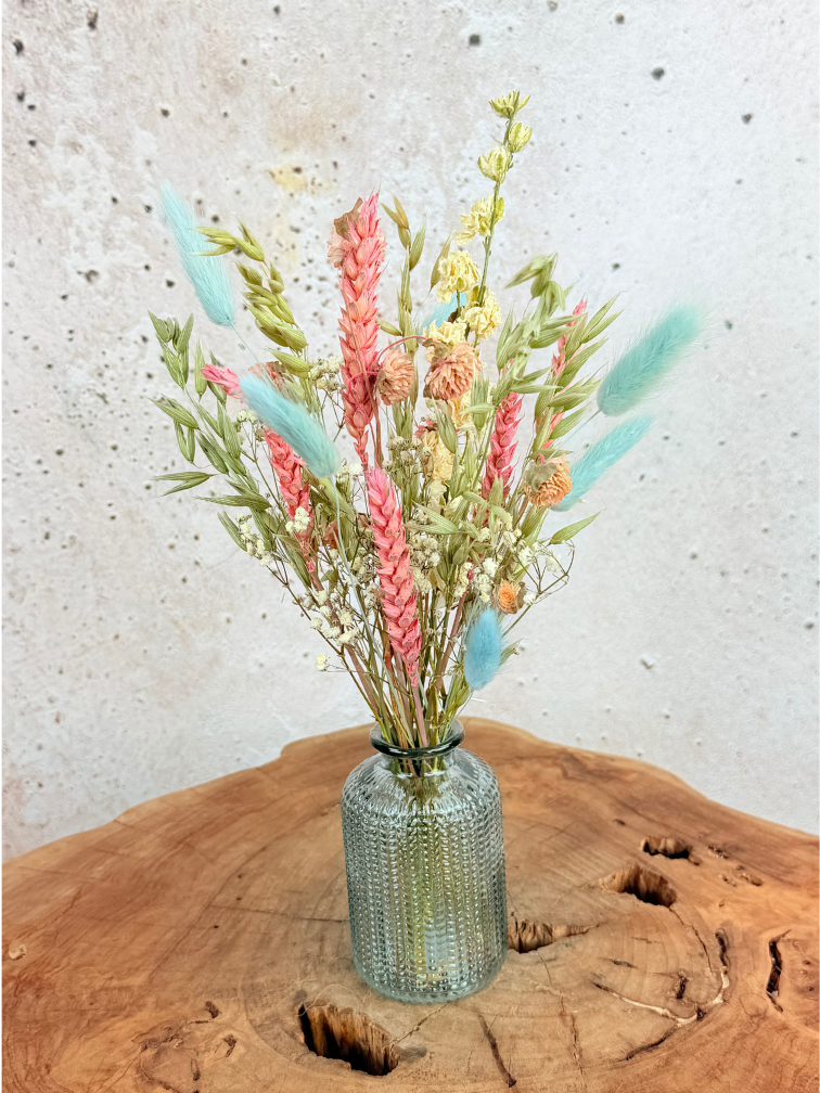 Droogbloemen boeket ‘Dreamy Pink’ met vaasje | 20cm