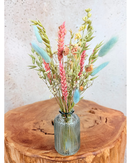 Droogbloemen boeket ‘Dreamy Pink’ met vaasje | 20cm