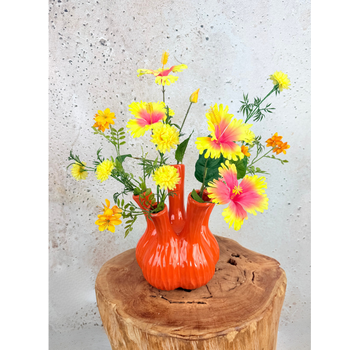 Zijden boeket "Tropische Bloesem" - met vaas | 60cm