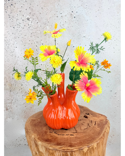 Zijden boeket "Tropische Bloesem" - met vaas | 60cm