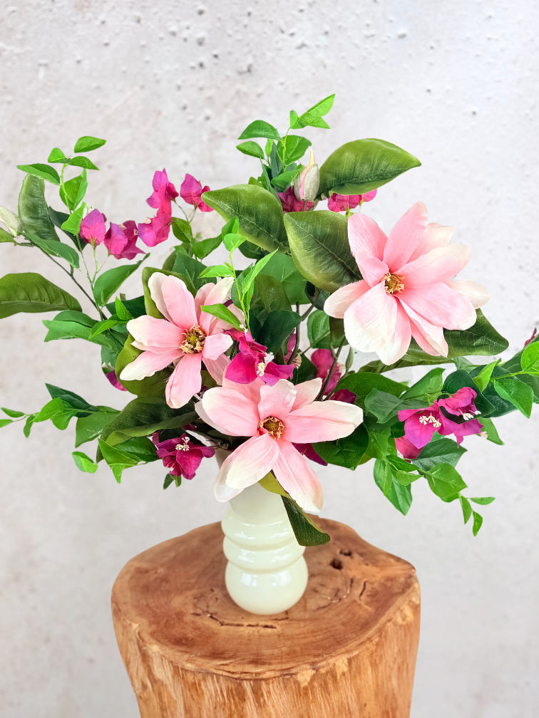 Zijden boeket ‘Magnolia Droom’ met vaas | 50cm