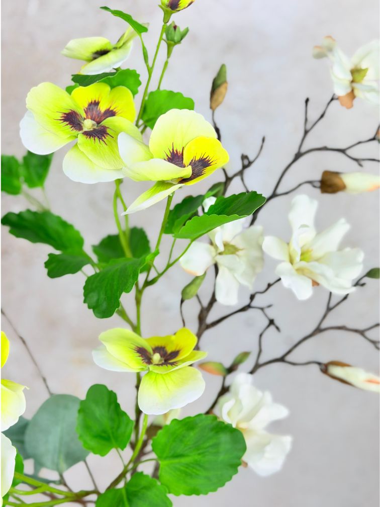 Zijden boeket ‘Elvenroot’ met vaas | 70cm