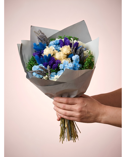 Droogbloemen boeket "Sapphire belle" (large) | 40cm